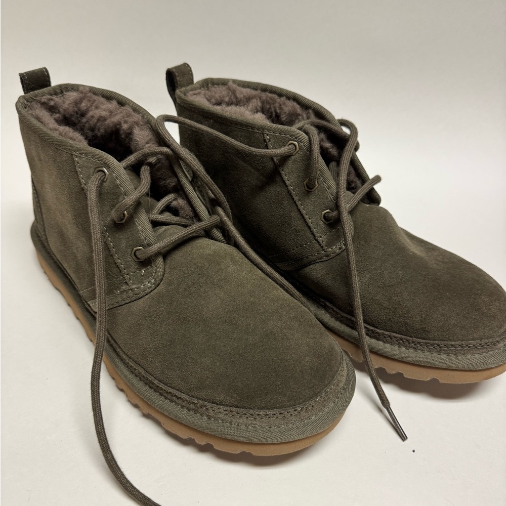 Suede Ankle Boots in Olive Green